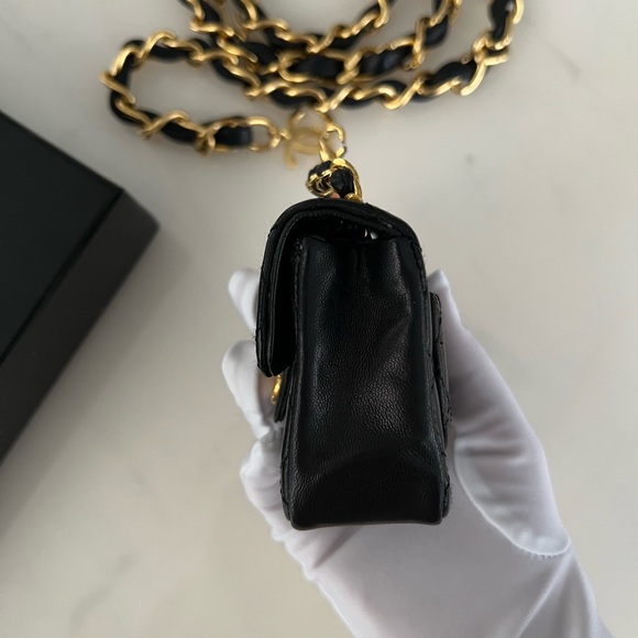 Chanel Mini Matelasse Coco Mark Chain Belt Waist Bag / Vintage 1990s - Picture 7 of 14